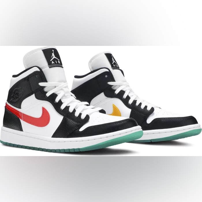Air Jordan 1 Mid 'Alternate Swooshes Red Yellow (Women's)